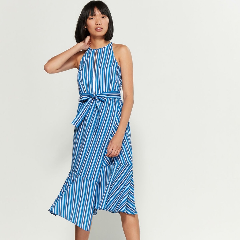 Derek Lam 10 CROSBY Striped Asymmetrical Dress - Picture 7 of 8